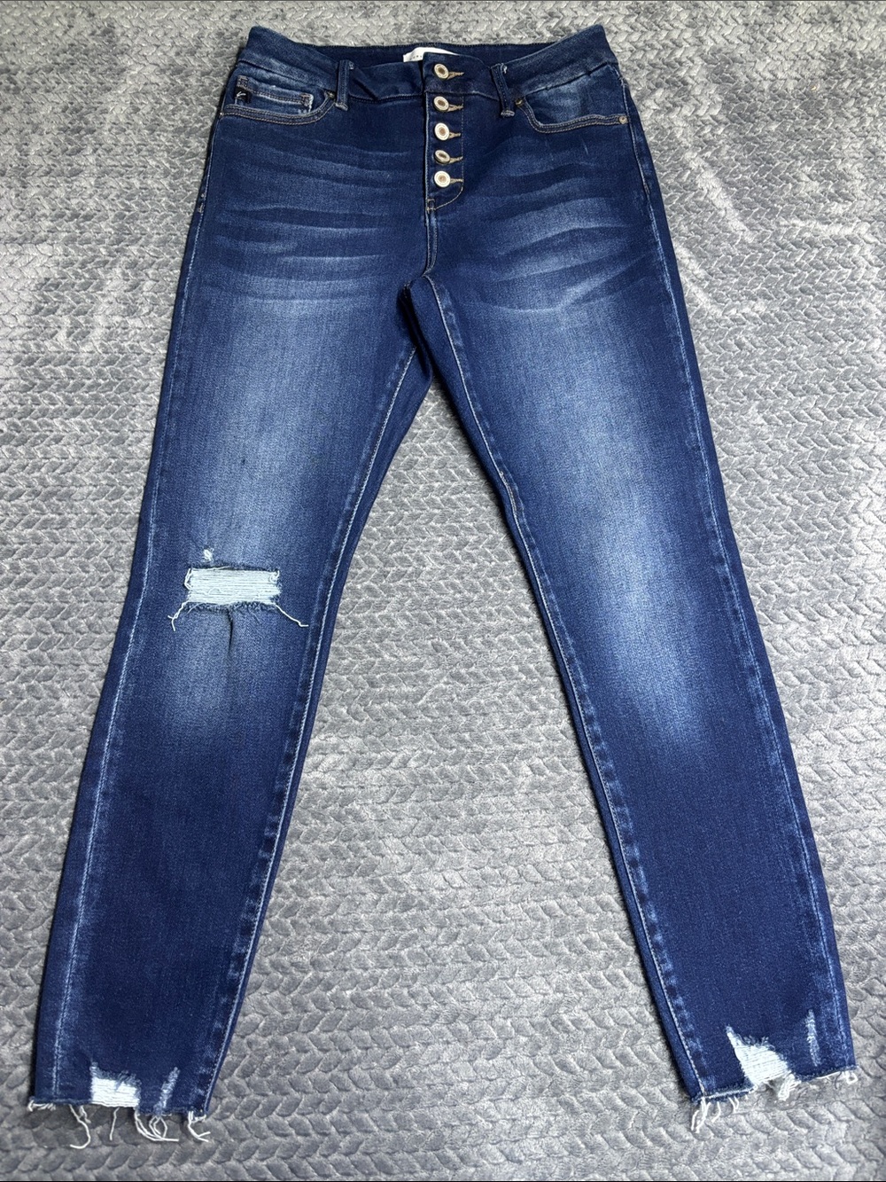 KanCan Dark Blue High-Rise Skinny Jeans with Button Fly